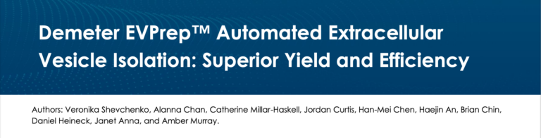Title banner of the white paper Demeter EVPrep™ Automated Extracellular Vesicle Isolation: Superior Yield and Efficiency